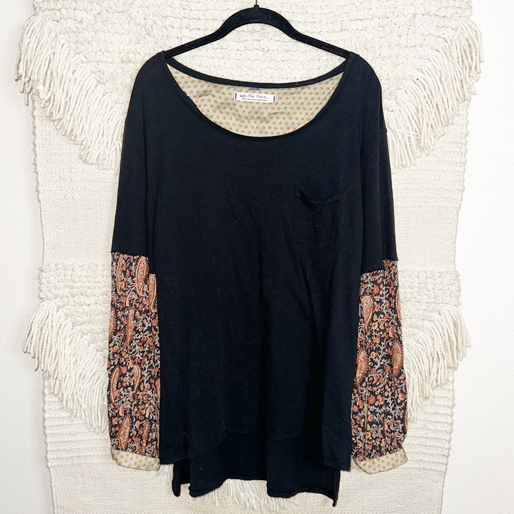 WE THE FREE black long sleeve Jade contrast top S